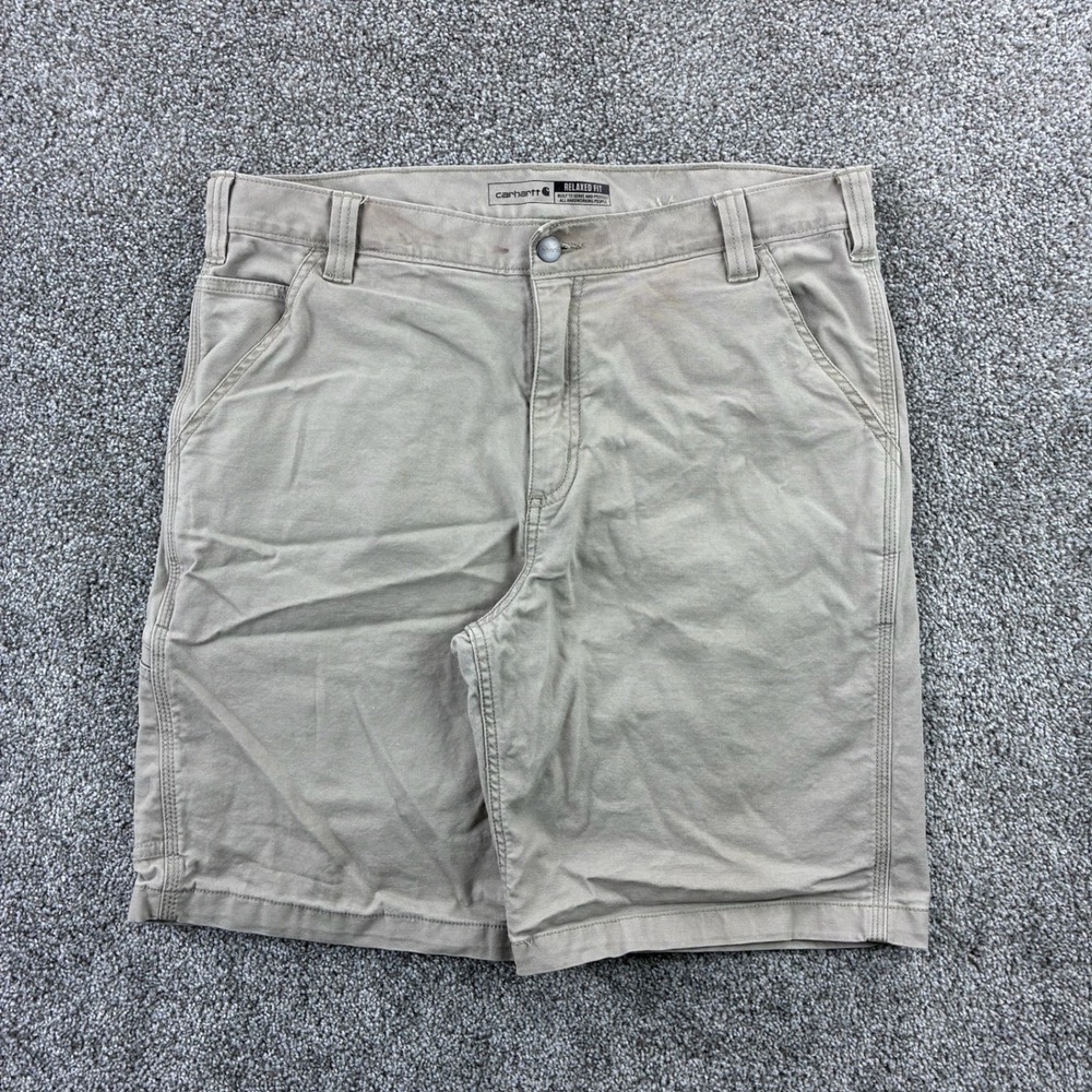 Carhartt Carpenter Shorts Mens‎ 34 Tan Khaki Relaxed Fit Canvas Workwear